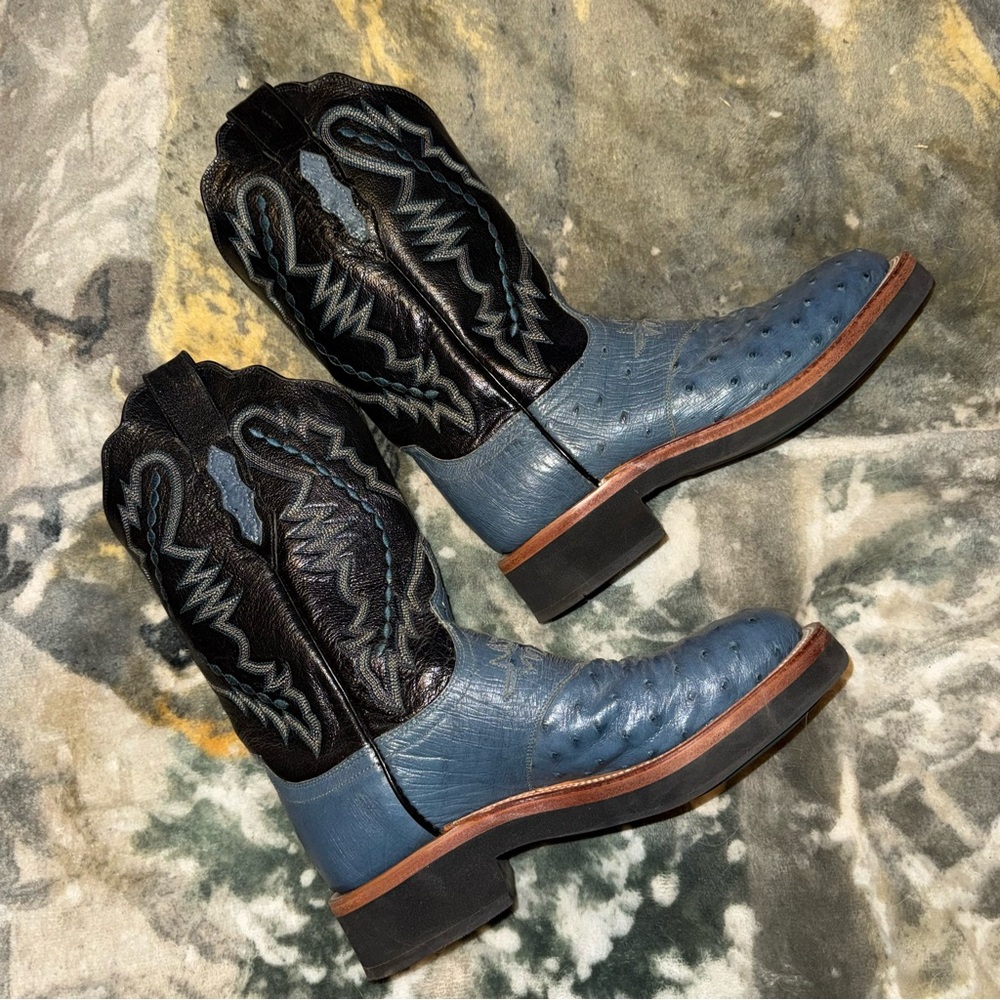 Lucchese Black and Blue Women's Cowboy Boots - Picture 2 of 6